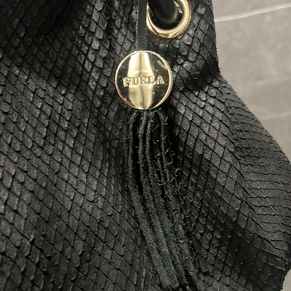 Furla Bag - Python Effect Tote Genuine Leather Bl… - image 2